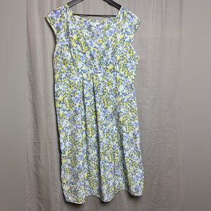 GAP Maternity Floral Midi Dress in Blue and Yellow Large